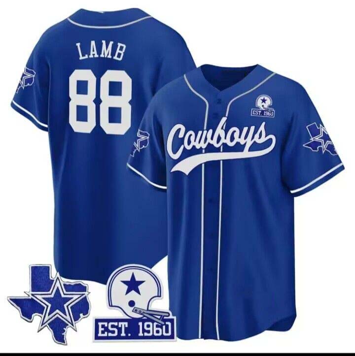 Cowboys #88 CeeDee Lamb Royal Texas Patch Baseball Jersey ?All Stitched Baseball Jersey