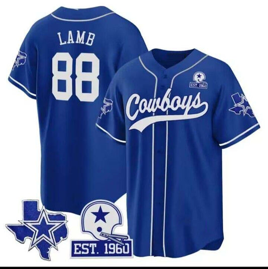 Cowboys #88 CeeDee Lamb Royal Texas Patch Baseball Jersey ?All Stitched Baseball Jersey