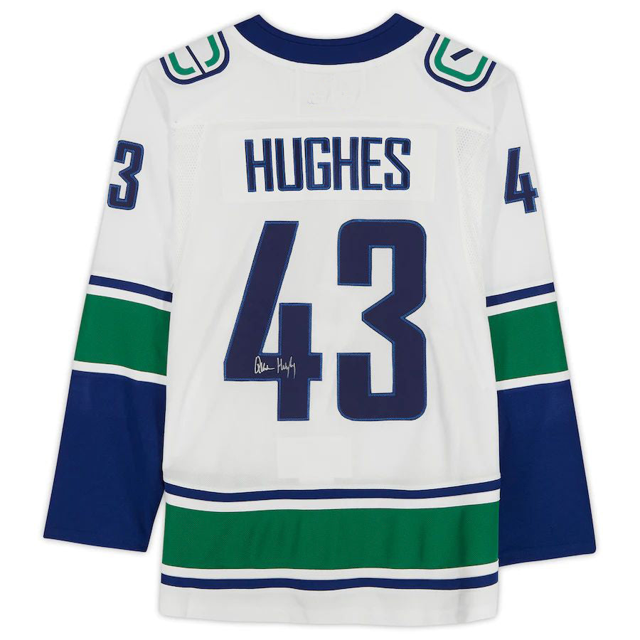 V.Canucks #43 Quinn Hughes   White Jersey Stitched American Hockey Jerseys