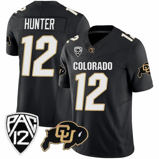#12 HUNTER C.Buffaloes Original Retro Brand NIL Football Player Jersey C Black Stitched American College Jerseys
