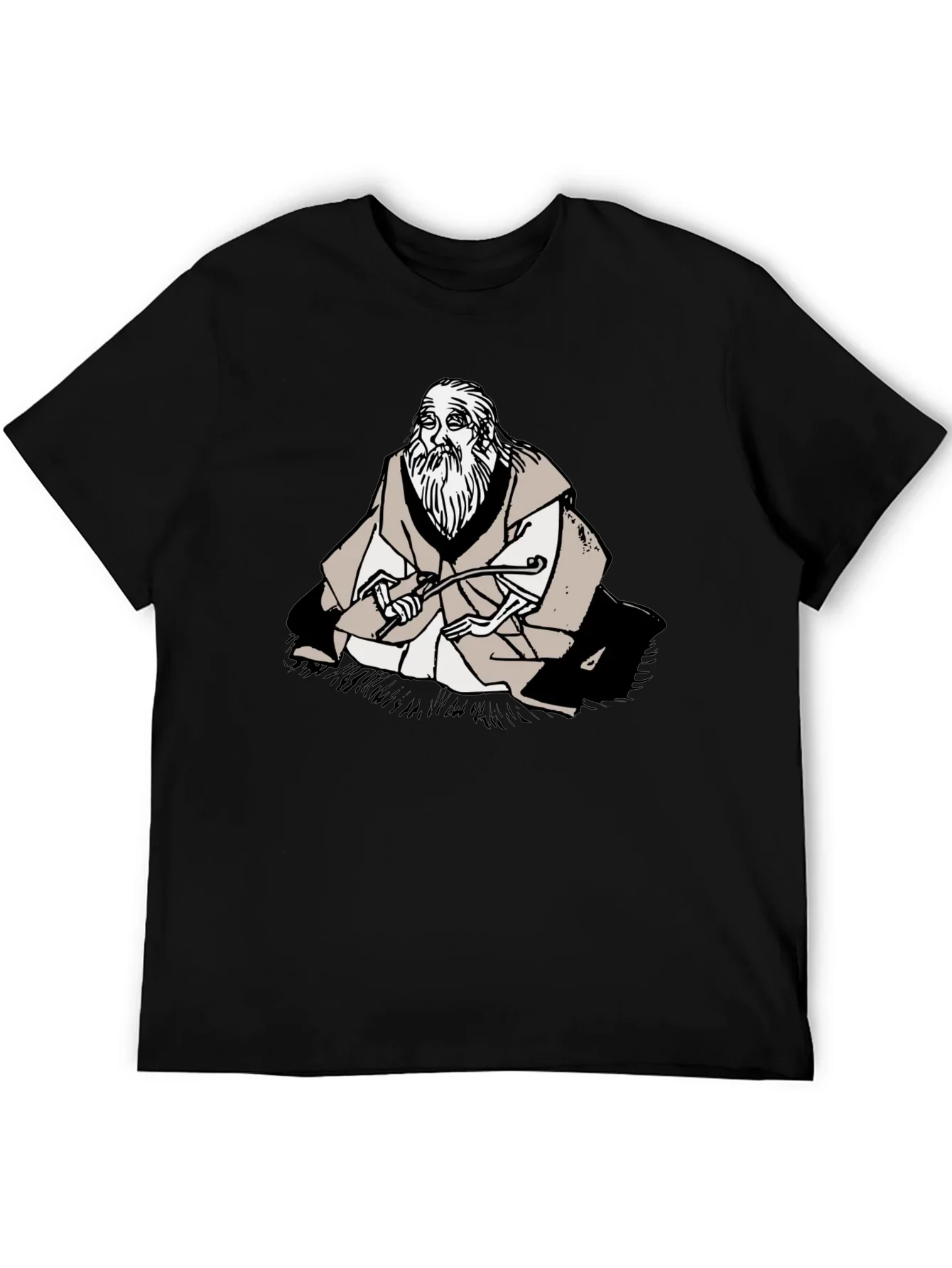 Wise Old Man Graphic Tee - Unique Black T-Shirt