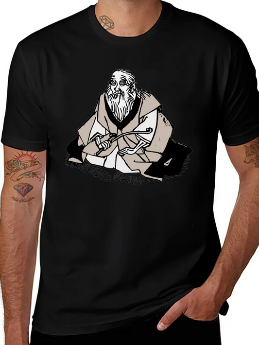 Wise Old Man Graphic Tee - Unique Black T-Shirt