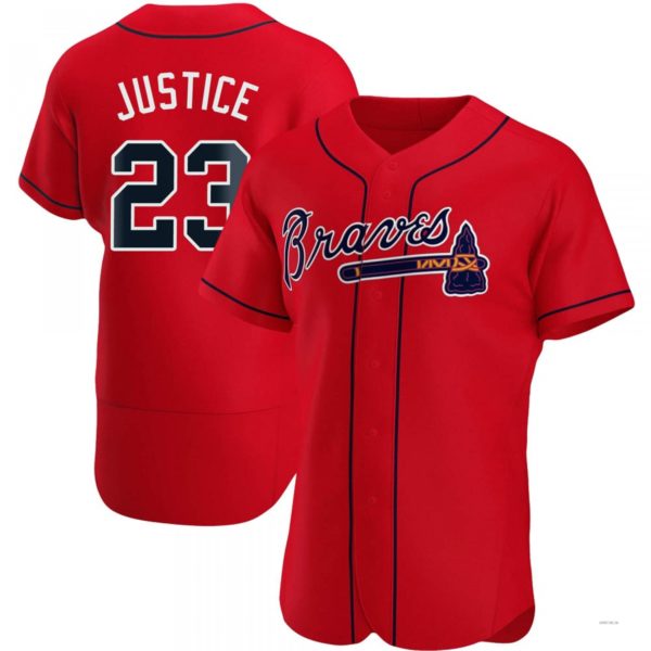 Atlanta Braves #23 David Justice Red Alternate Jersey Stitches Baseball Jerseys