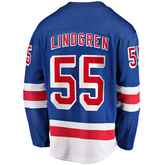 NY.Rangers #55 Ryan Lindgren 2017-18 Home Breakaway Replica Jersey Blue Stitched American Hockey Jerseys