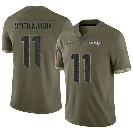 S.Seahawks #11 Jaxon Smith-Njigba Player Salute to Service Olive Football Jerseys