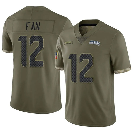 S.Seahawks #12 12s FAN Player Salute to Service Olive Football Jerseys