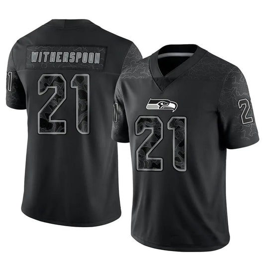 S.Seahawks #21 Devon Witherspoon Player Black RFLCTV Limited Football Jerseys
