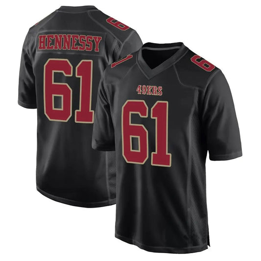 SF.49ers #61 Matt Hennessy Player Black Fashion Game Football Jerseys
