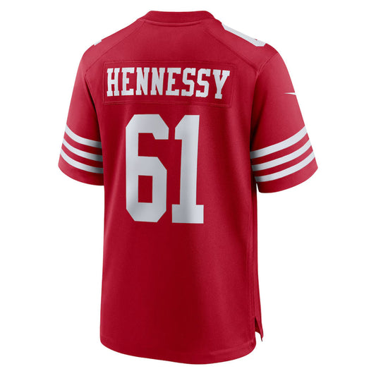 SF.49ers #61 Matt Hennessy Player Scarlet Home Game Football Jerseys