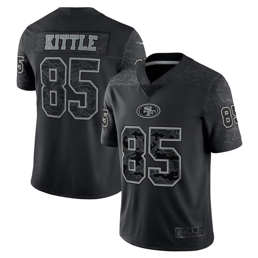 SF.49ers #85 George Kittle Player Black RFLCTV Limited Football Jerseys