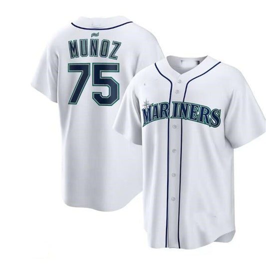 Seattle Mariners #75 Andrs Mu?oz White Home Replica Player Jersey Baseball Jerseys