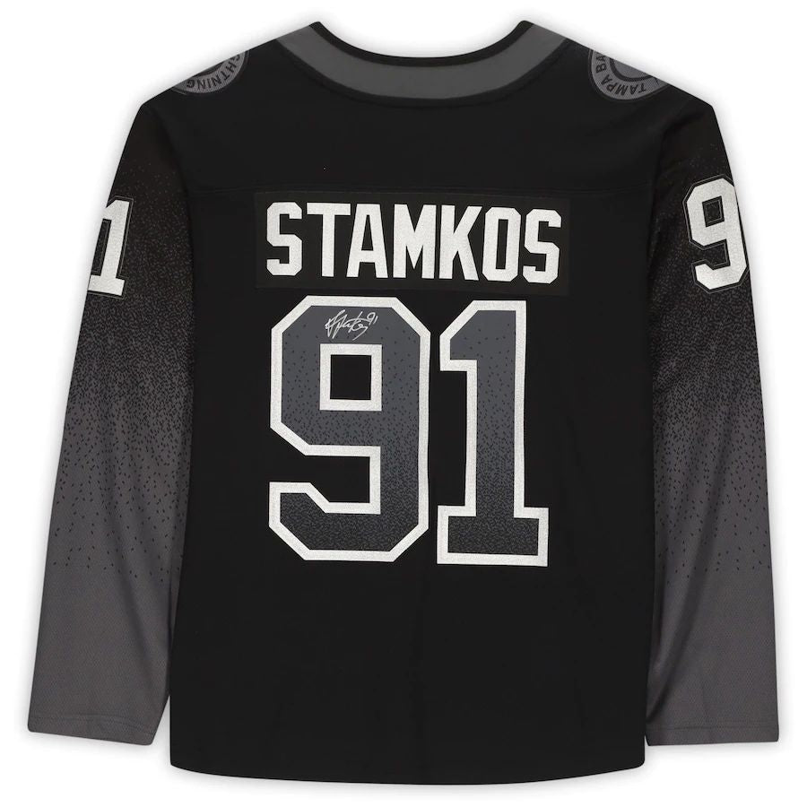 TB.Lightning #91 Steven Stamkos   Black Alternate Breakaway Jersey Stitched American Hockey Jerseys