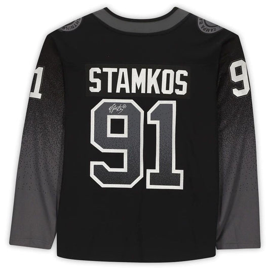 TB.Lightning #91 Steven Stamkos   Black Alternate Breakaway Jersey Stitched American Hockey Jerseys