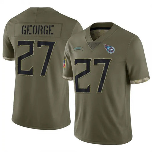 T.Titans #27 Eddie George Player Olive Salute To Service Limited Football Jerseys