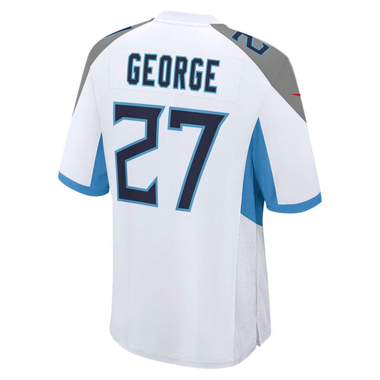 T.Titans #27 Eddie George Player White Home Game Football Jerseys