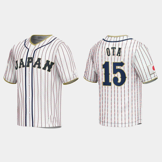 #15 TAISEI OTA JAPAN BASEBALL 2023 WORLD BASEBALL CLASSIC JERSEY C WHITE Stitches Baseball Jerseys
