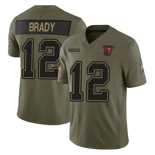 TB.Buccaneers #12 Tom Brady Player Olive Salute To Service Vapor Limited Football Jerseys