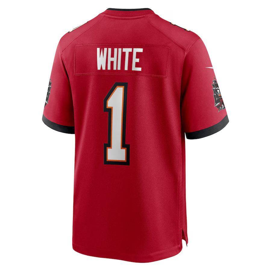 TB.Buccaneers #1 Rachaad White Red 50th Anniversary Game Stitched American Football Jerseys