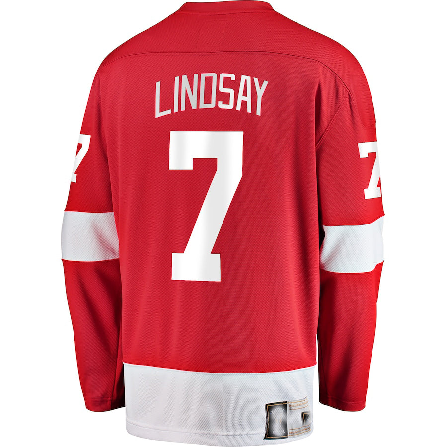 D.Red Wings #7 Ted Lindsay Premier Breakaway Retired Player Jersey Red Stitched American Hockey Jerseys