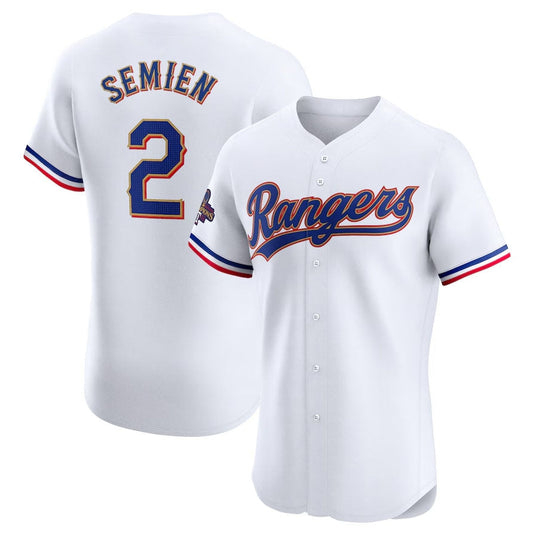 Texas Rangers #2 Marcus Semien 2024 Gold Collection Elite Player Jersey C White Baseball Jerseys