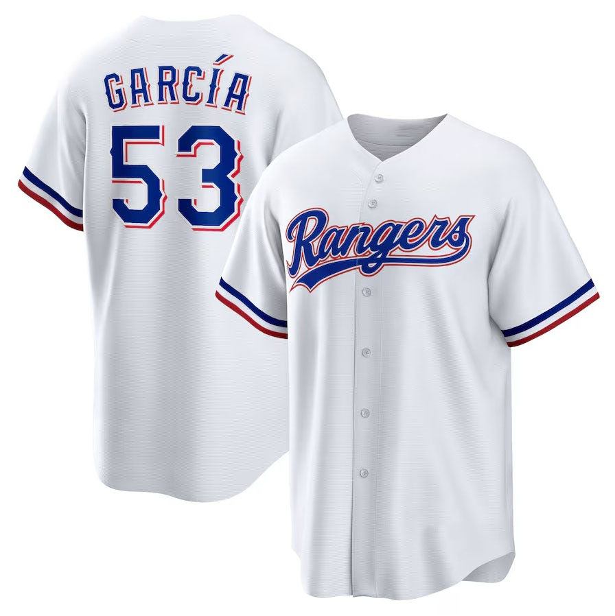 Texas Rangers #53 Adolis García 2023 World Series Replica Player Jersey ?White Baseball Jersey
