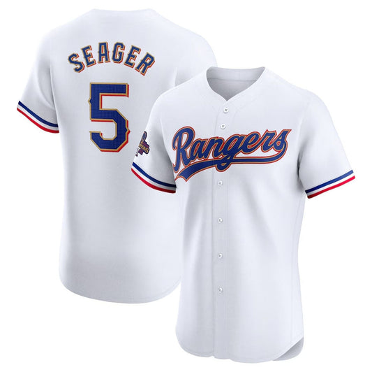 Texas Rangers #5 Corey Seager 2024 Gold Collection Elite Player Jersey C White Baseball Jerseys