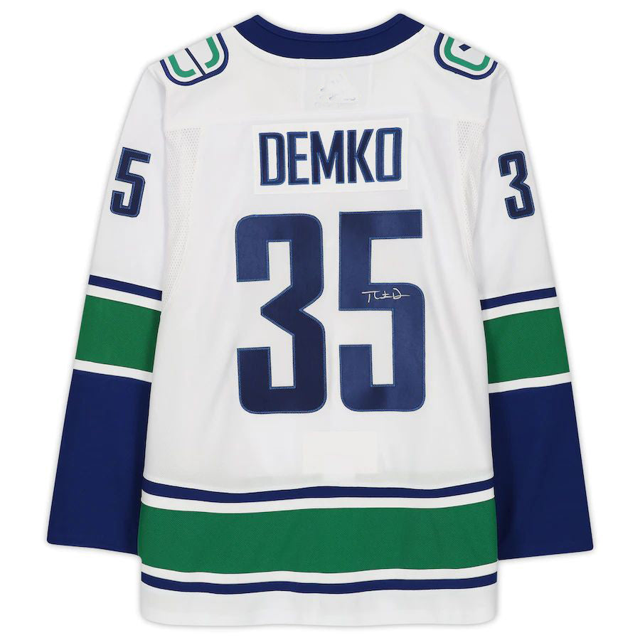 V.Canucks #35 Thatcher Demko   White Jersey Stitched American Hockey Jerseys