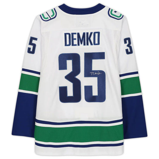 V.Canucks #35 Thatcher Demko   White Jersey Stitched American Hockey Jerseys