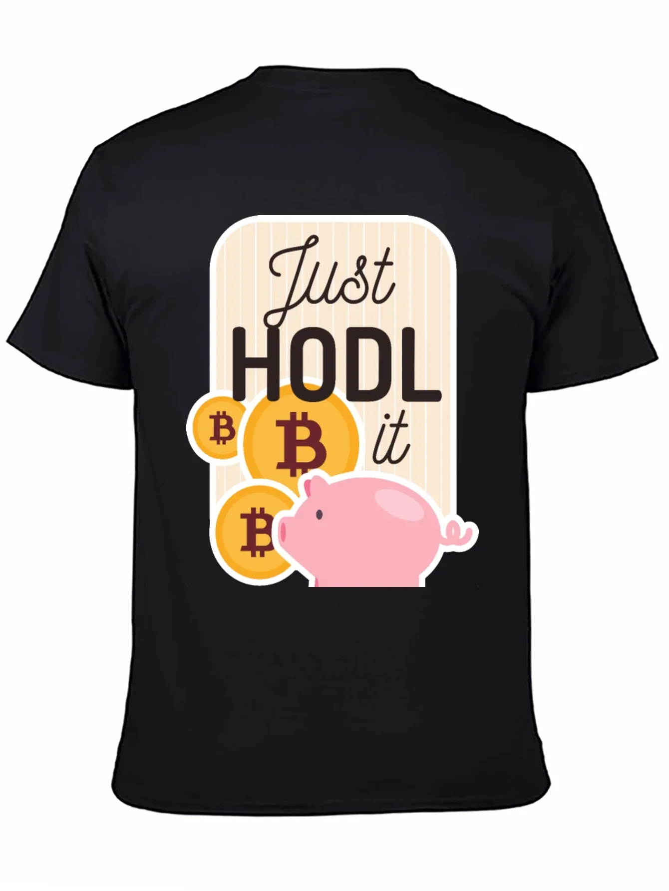 Just Hodl It Bitcoin Piggy Bank Black T-Shirt