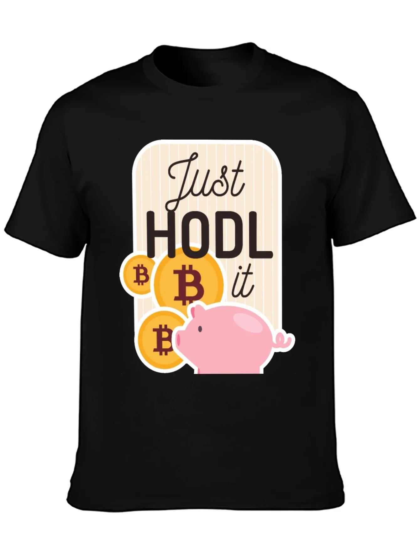 Just Hodl It Bitcoin Piggy Bank Black T-Shirt