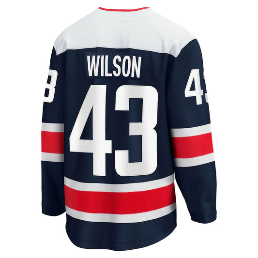 W.Capitals #43 Tom Wilson 2020-21 Alternate Premier Breakaway Player Jersey Navy Stitched American Hockey Jerseys
