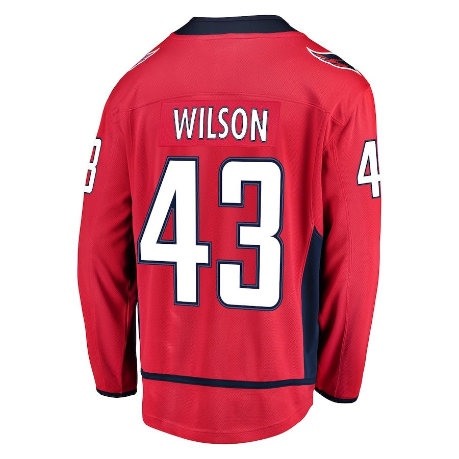 W.Capitals #43 Tom Wilson Home Premier Breakaway Player Jersey Red Stitched American Hockey Jerseys