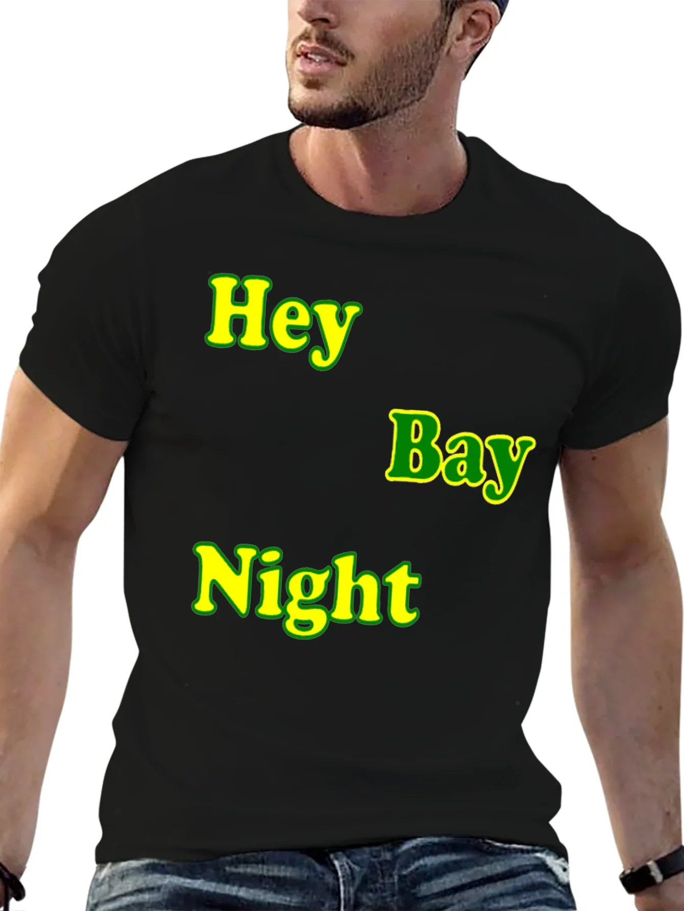 Hey Bay Night T-Shirt - Black Graphic Tee