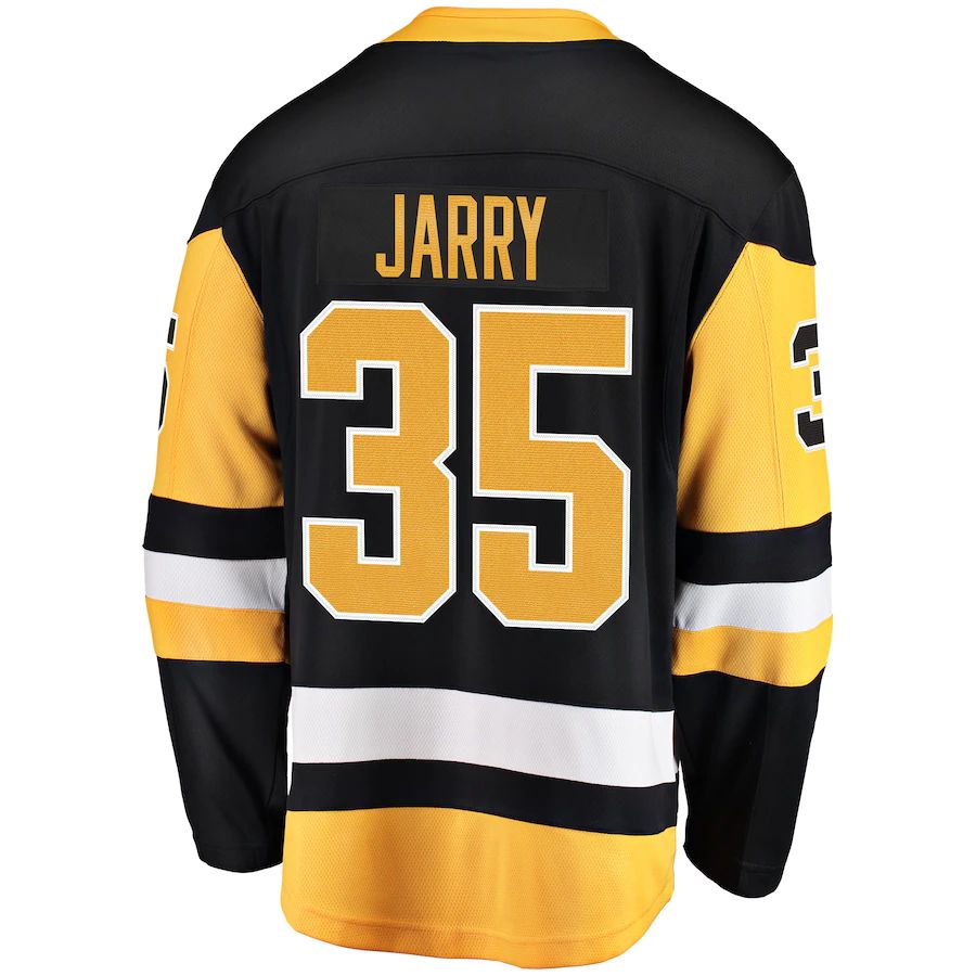 P.Penguins #35 Tristan Jarry Home Breakaway Player Jersey Black Stitched American Hockey Jerseys