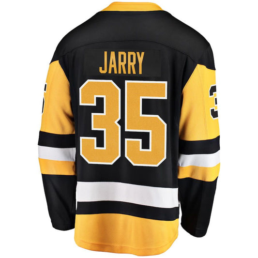 P.Penguins #35 Tristan Jarry Home Breakaway Player Jersey Black Stitched American Hockey Jerseys