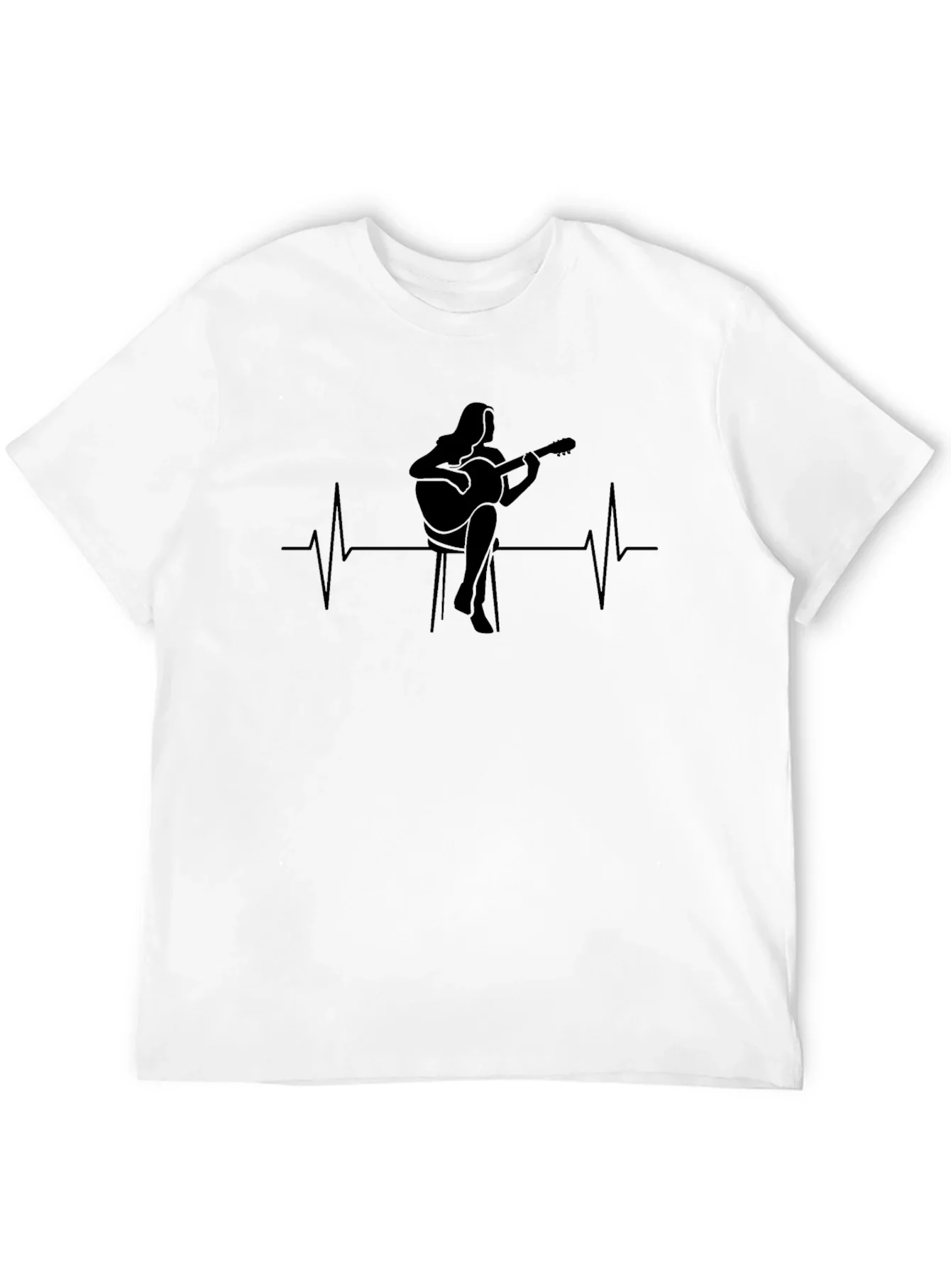 Guitarist Heartbeat Graphic Tee - Black