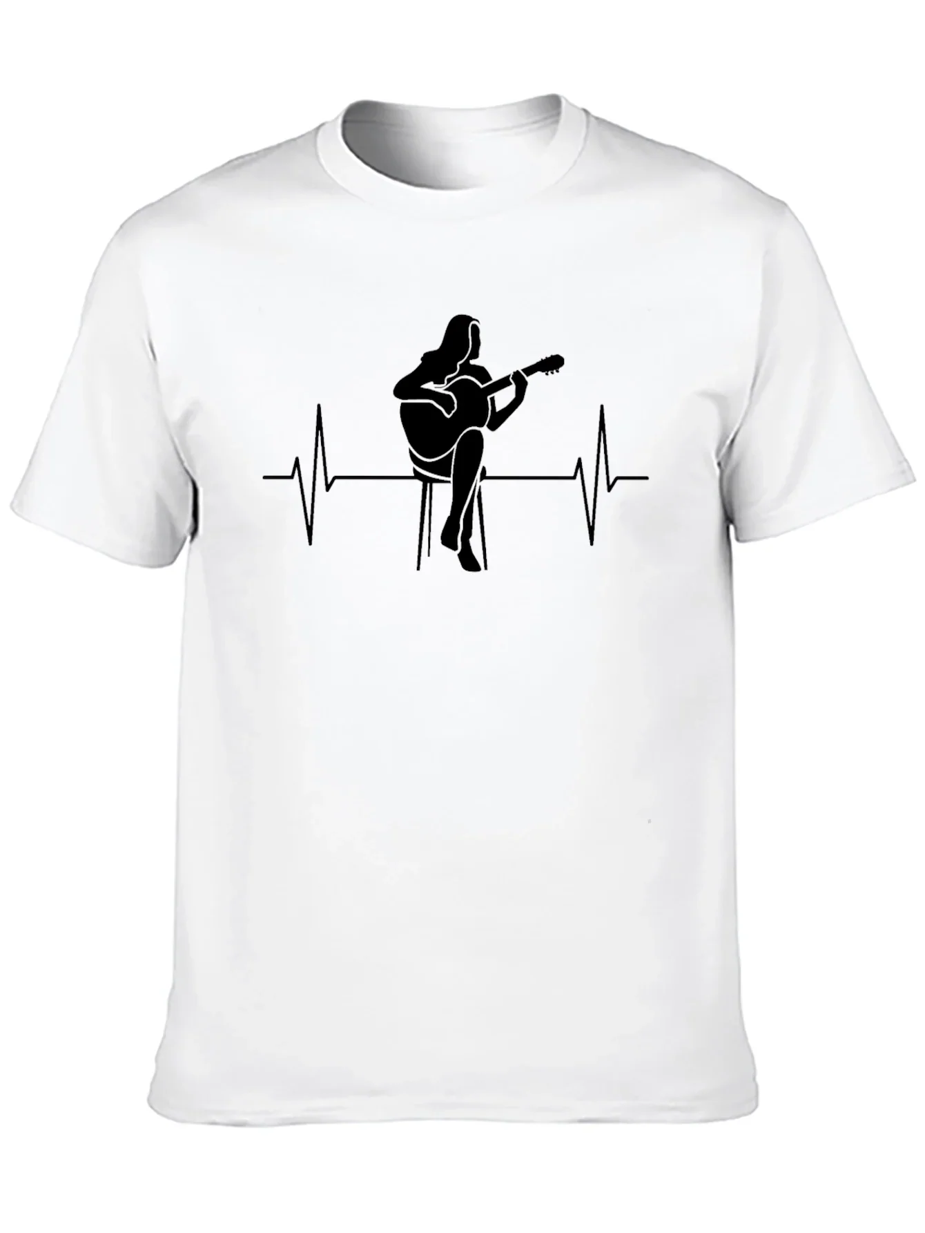 Guitarist Heartbeat Graphic Tee - Black