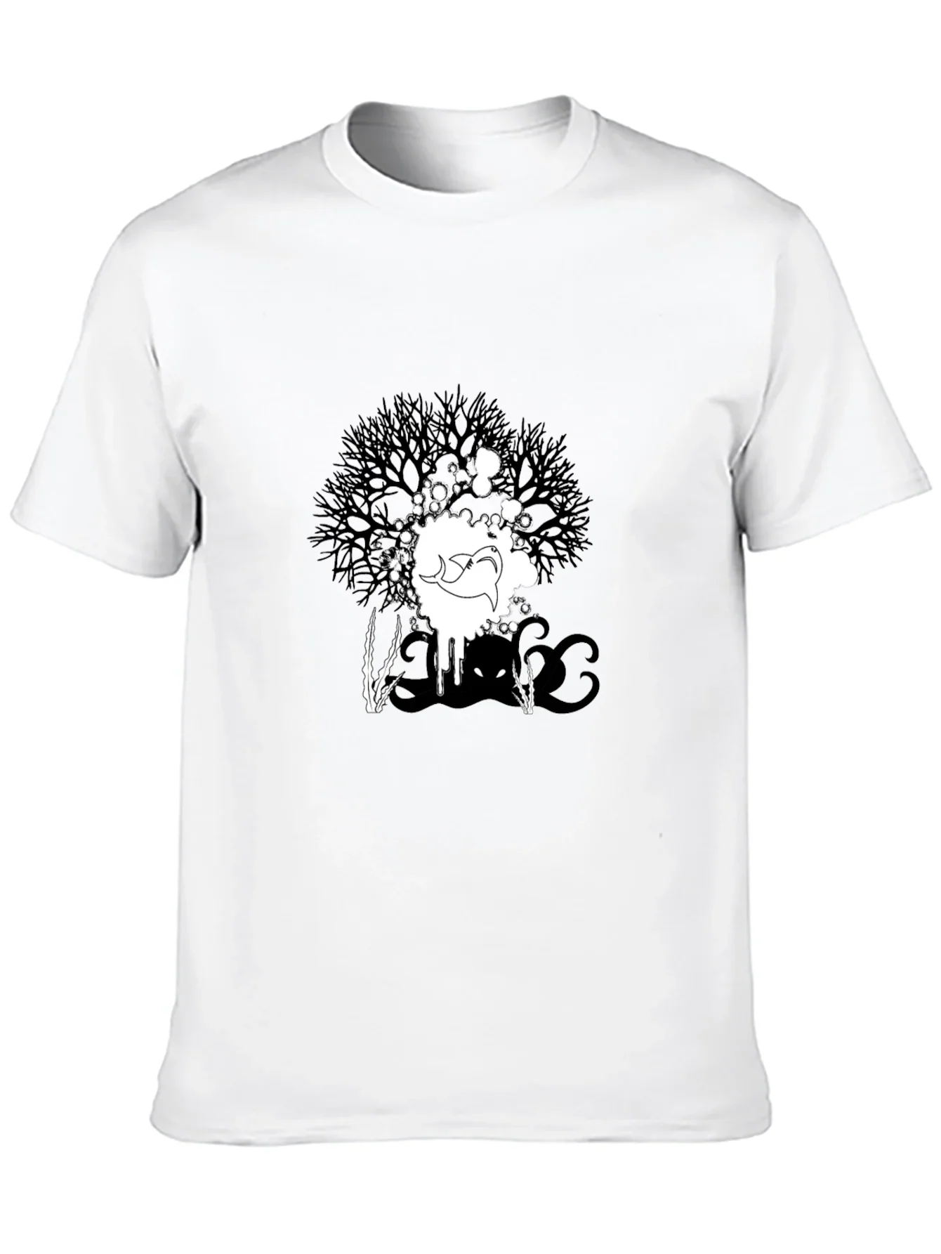 Abstract Graphic Print Tee - Black Casual T-Shirt