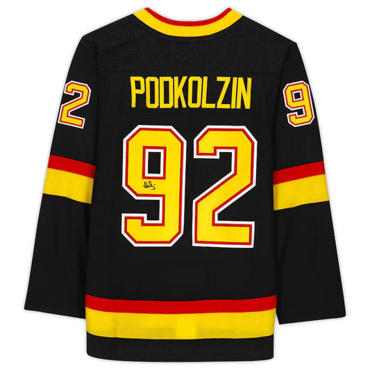 V.Canucks #92 Vasily Podkolzin   Alternate  Jersey Black Stitched American Hockey Jerseys