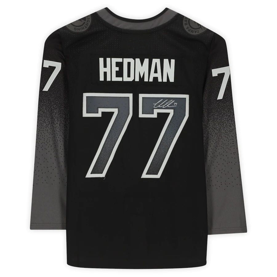 TB.Lightning #77 Victor Hedman   Black Alternate Jersey Stitched American Hockey Jerseys