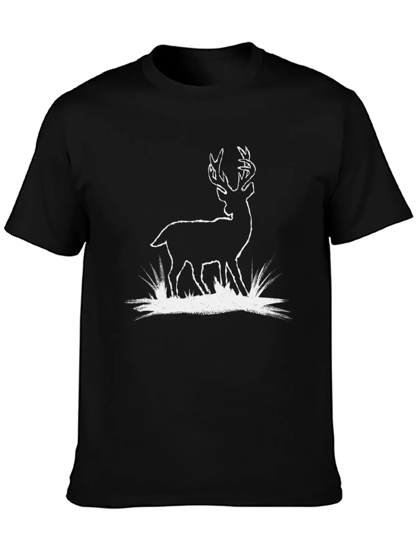 Deer Graphic Tee - Black Cotton T-Shirt