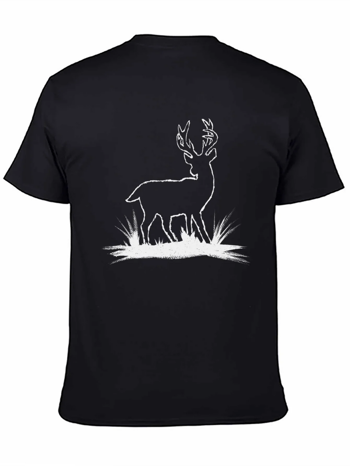 Deer Graphic Tee - Black Cotton T-Shirt
