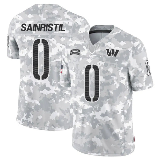 W.Commanders #0 Mike Sainristil Player Arctic Camo Salute to Service Limited Football Jerseys