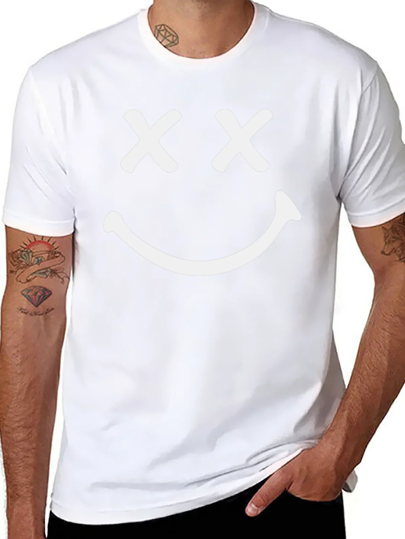 Smiley Face Graphic T-Shirt - Casual Black Tee