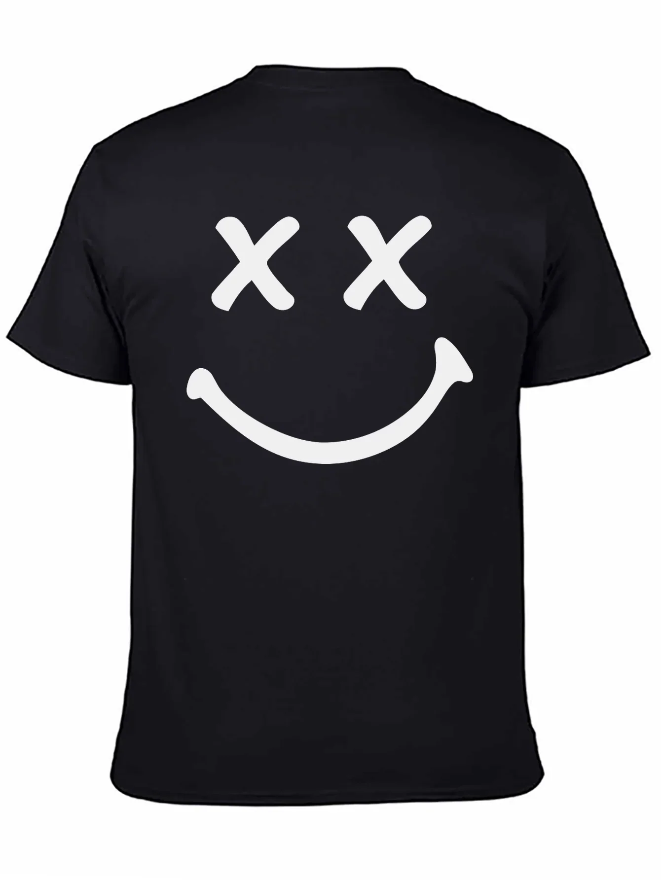 Smiley Face Graphic T-Shirt - Casual Black Tee