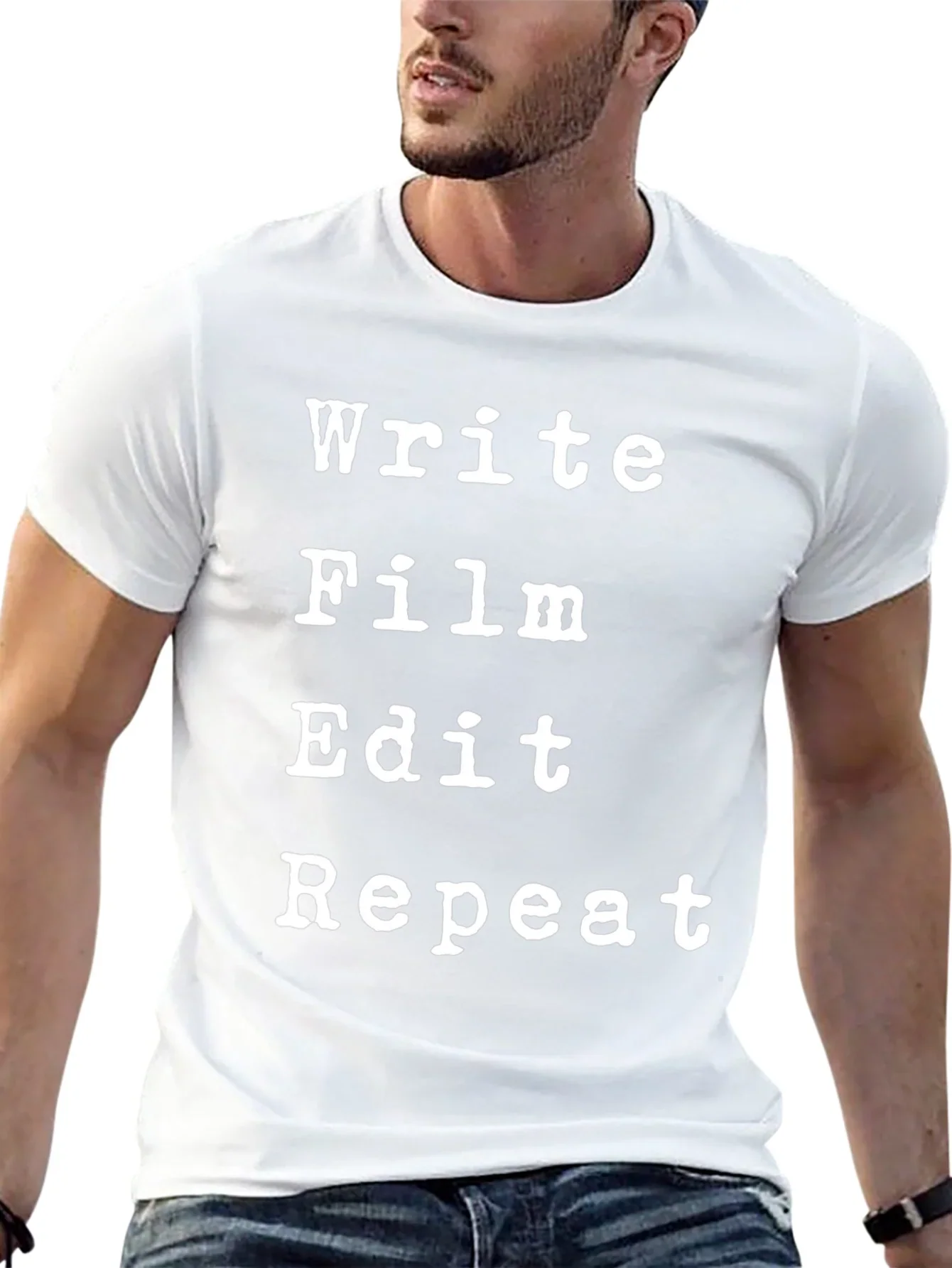 Write Film Edit Repeat Black T-Shirt