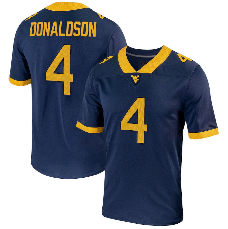 W.Virginia Mountaineers #4 CJ Donaldson NIL Football Game Jersey ?Navy American College Jerseys