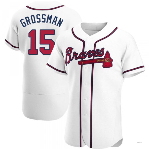 Atlanta Braves #15 Robbie Grossman White Home Jersey Stitches Baseball Jerseys