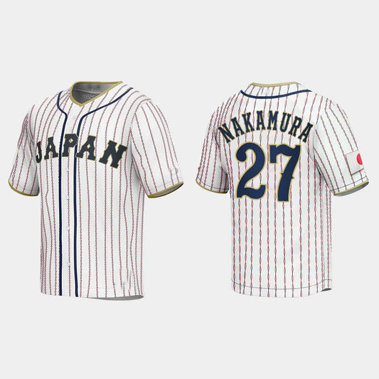#27 YUHEI NAKAMURA JAPAN BASEBALL 2023 WORLD BASEBALL CLASSIC JERSEY C WHITE Stitches Baseball Jerseys