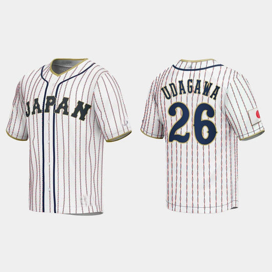 #26 YUKI UDAGAWA JAPAN BASEBALL 2023 WORLD BASEBALL CLASSIC JERSEY C WHITE Stitches Baseball Jerseys